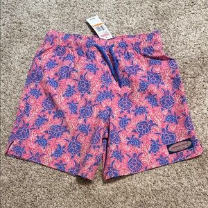 Vineyard Vines Pink and Blue Turtle-Print Swim Trunks